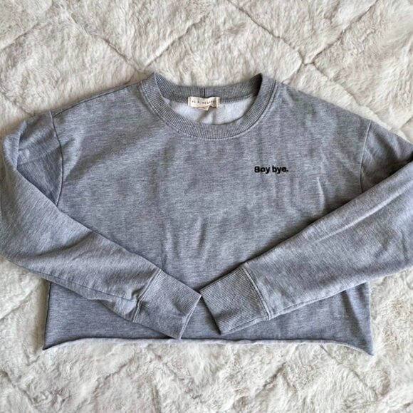 "Boy Bye" Gray Cropped Crewneck - Picture 1 of 4